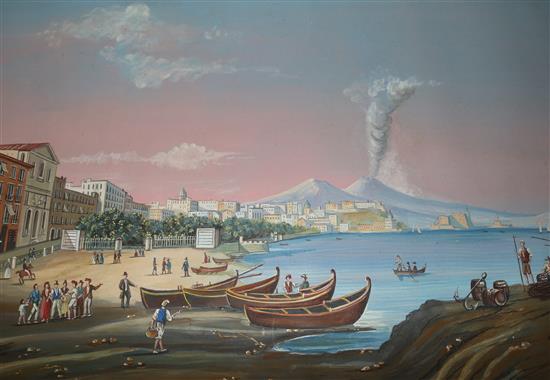 Neopolitan School, gouache, Bay of Naples(-)